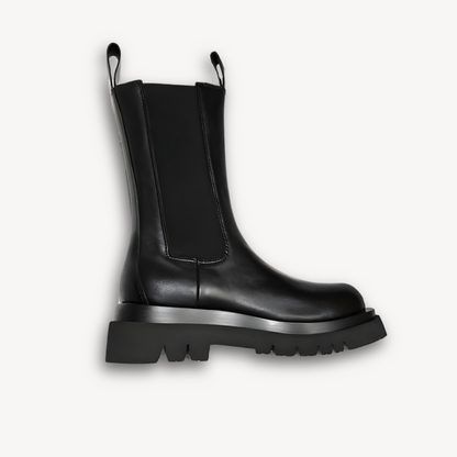 Stilla | Kvinders Sorte Læder Chelsea Støvler Chunky Sål, Slip on, Holdbar, Stilfuld Afslappet Fodtøj