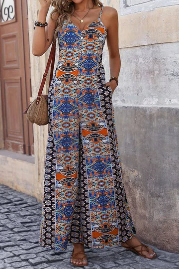 Stilla | Etisk Print V-udskæring Cami Jumpsuit
