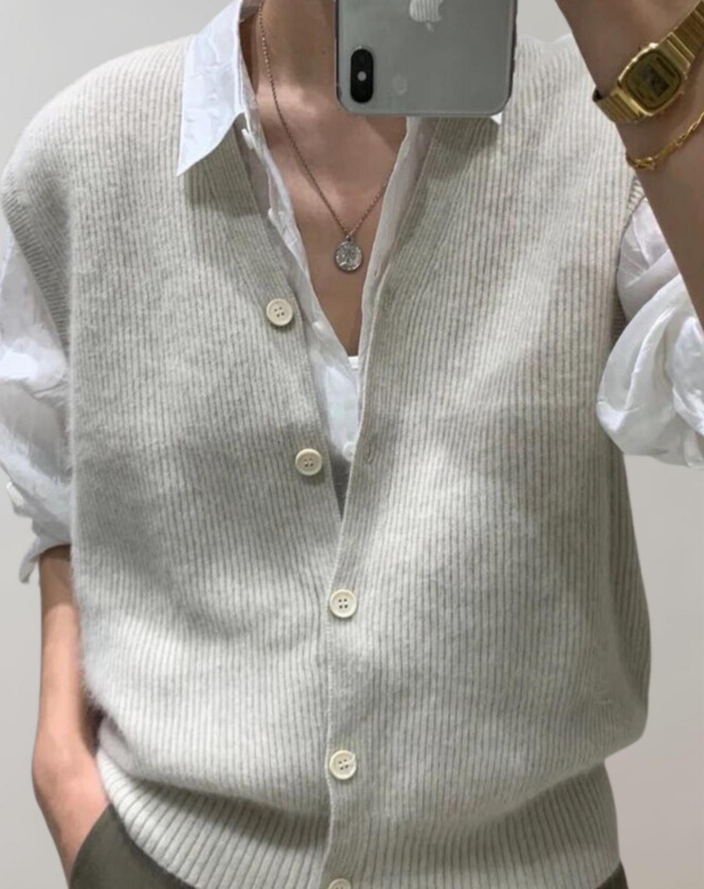 Stilla - Casual strikvest med knaplukning
