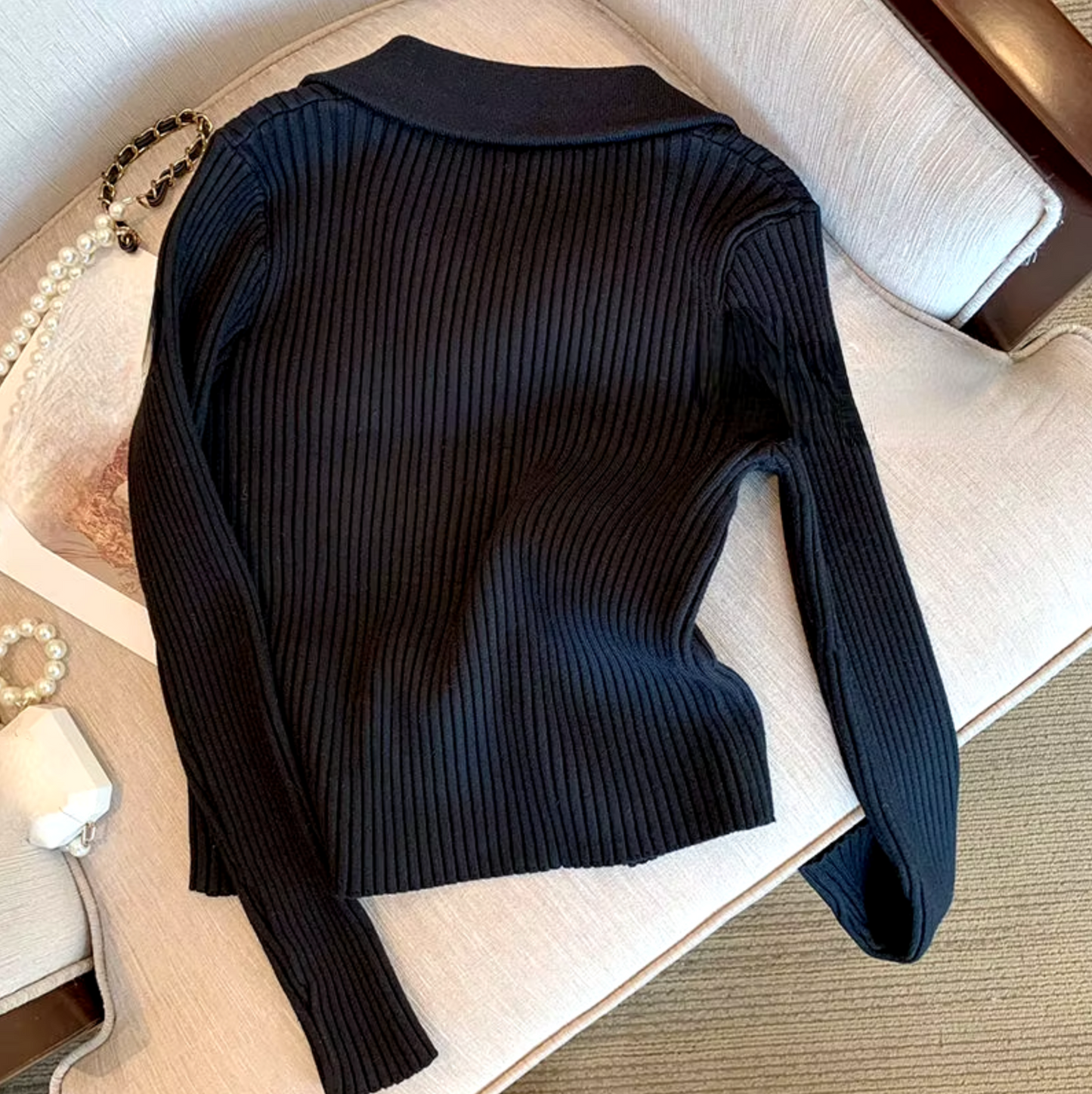 Stilla | Strikket Sweater Med Krave