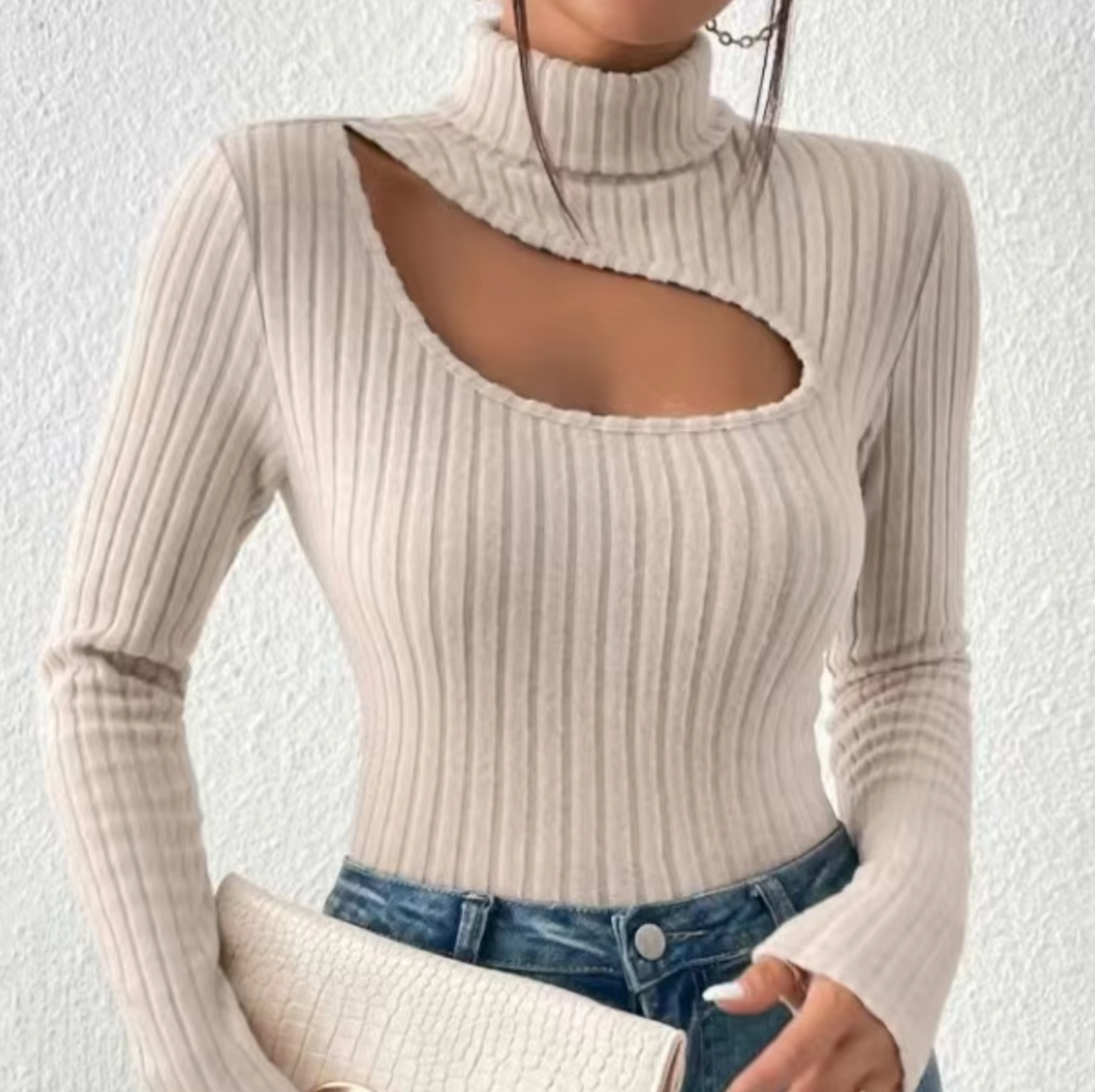 Stilla | Sexy Strikpullover Med Rullekrave