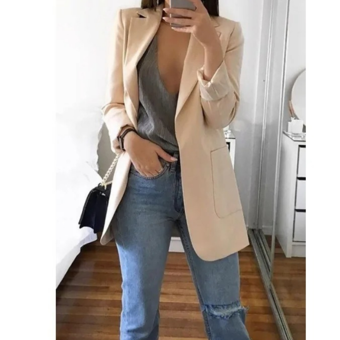 Stilla | Dame Blazer Lang Khaki