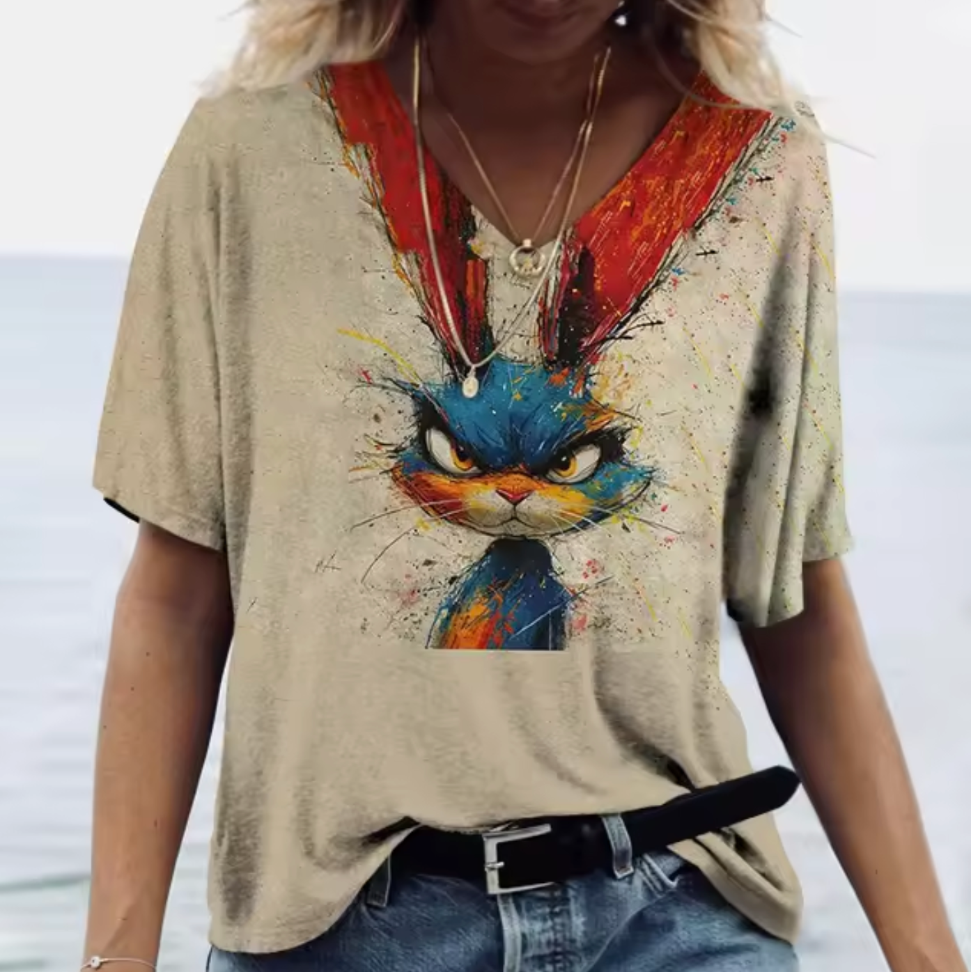 Stilla | Farverige T-shirts med kanintryk