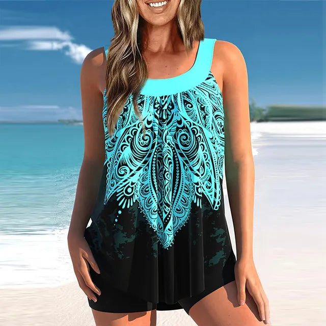 Stilla | Sexy Slank Trykt Camisole Bikini Og Top Sæt