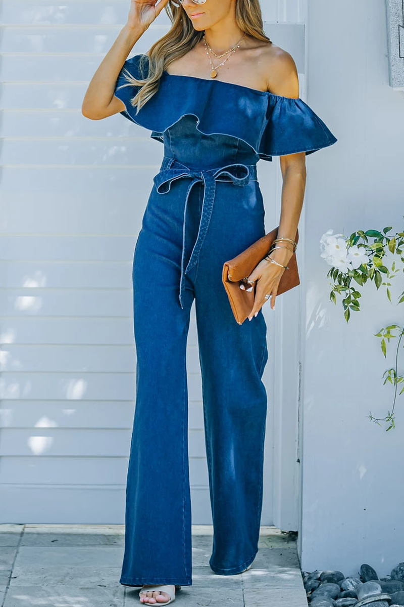 Stilla | Off the Shoulder Denim Jumpsuit