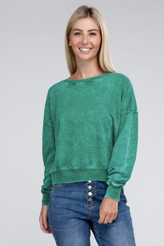 Stilla | Terry Acid Wash Båd Hals Pullover