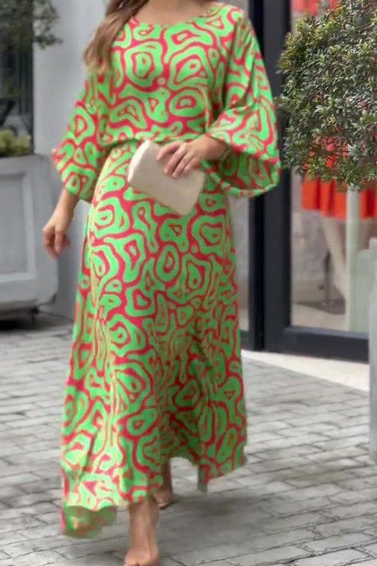 Stilla | Print Flagermus Bluse Maxi Nederdele Sæt