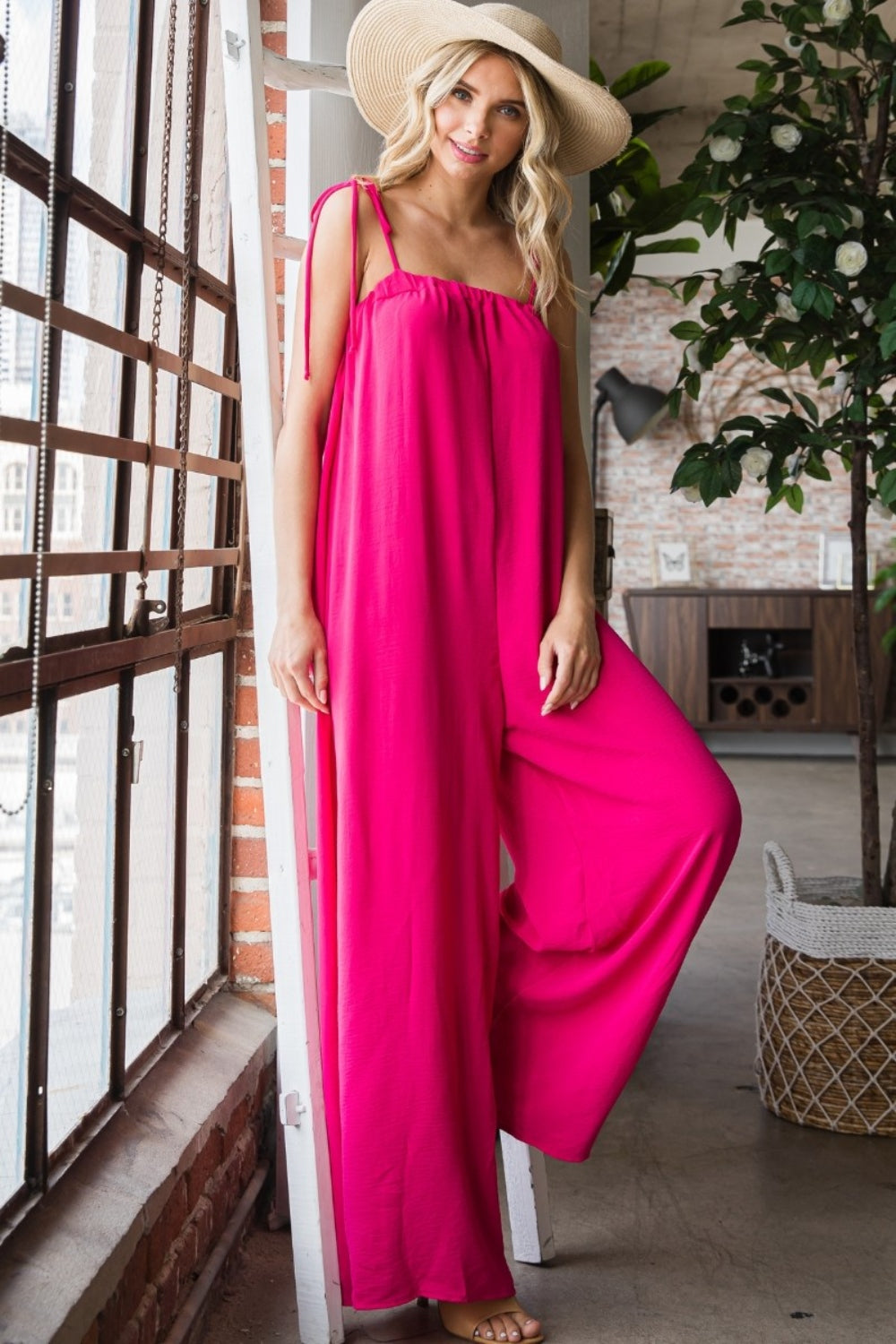Stilla | Pocketed Spaghetti Strap Bred Ben Jumpsuit