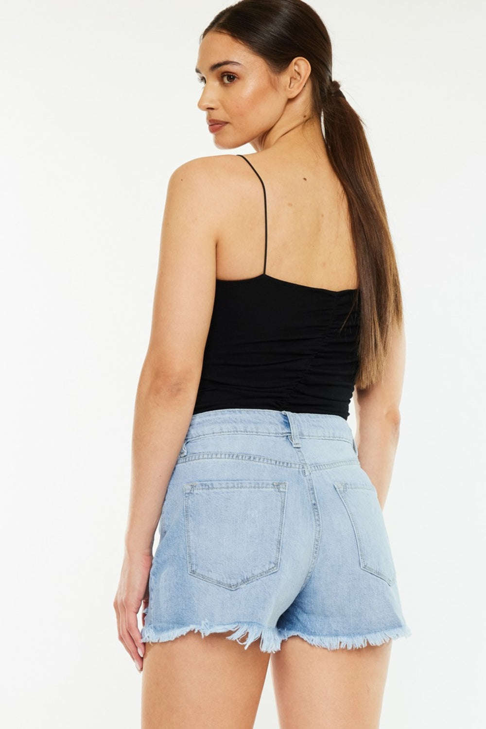 Stilla | Raw Hem Distressed Høj Talje Denim Shorts