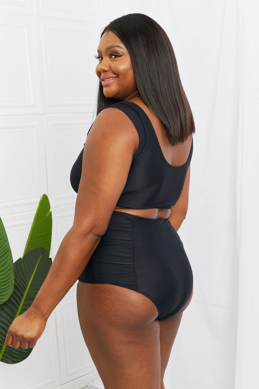 Stilla | West Swim Sanibel Crop Badetop Og Rynkede Bundsæt I Sort