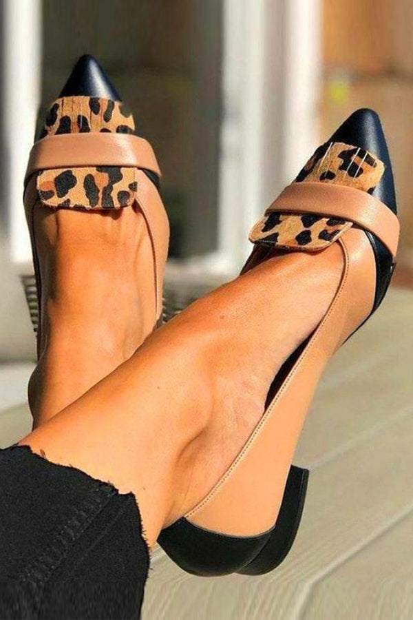 Stilla | Leopard Point Toe Lavskårne Flade Sko