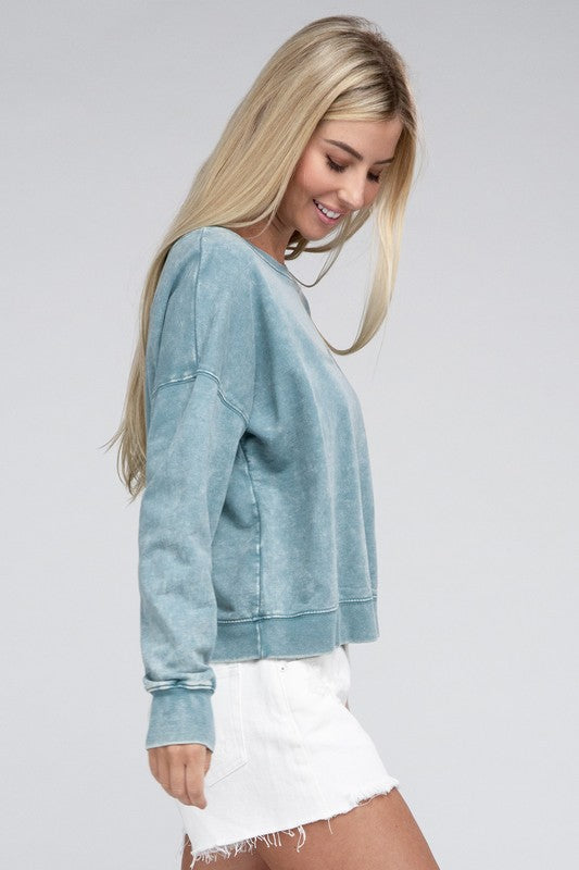 Stilla | Terry Acid Wash Båd Hals Pullover