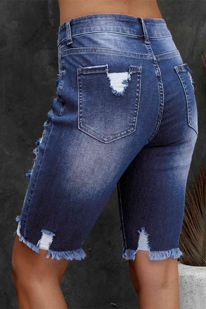 Stilla | Flossede Kant Denim Bermuda Shorts