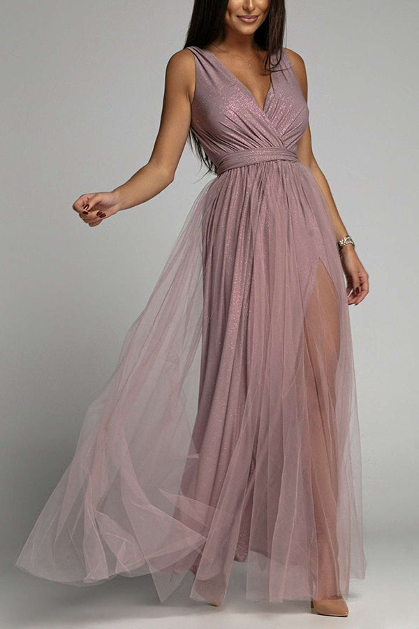 Stilla | It's My Day Light Tulle Slid Maxi Kjole