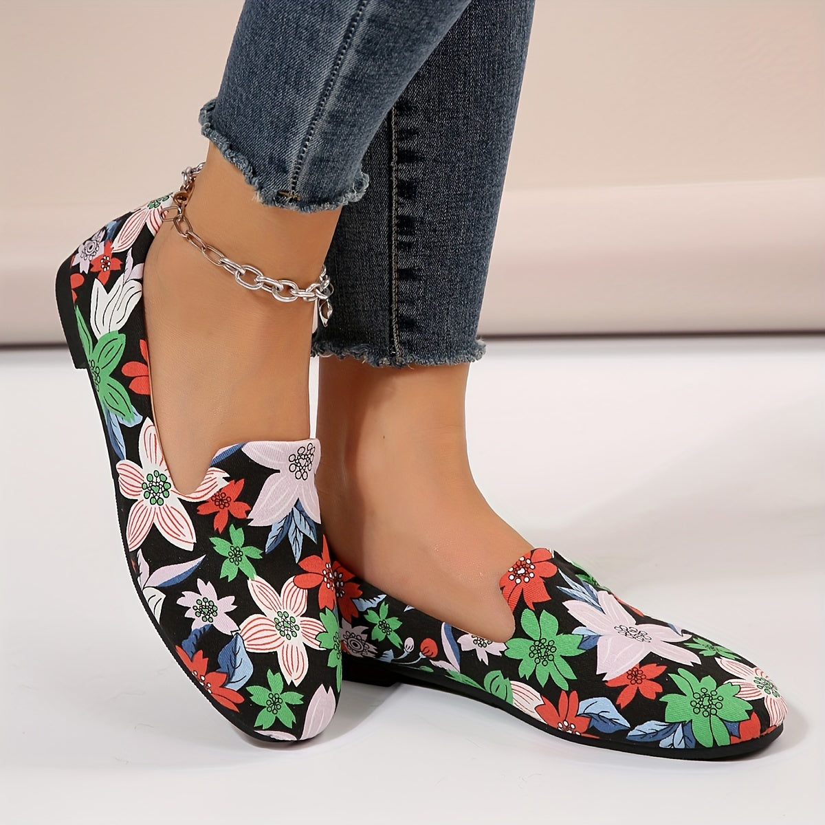 Stilla | Dame Slip on Loafers Blomster