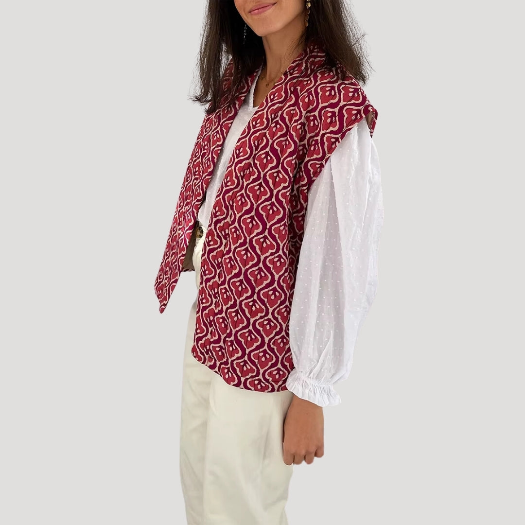 Stilla | Quilted Ærmeløs Trykt Vest