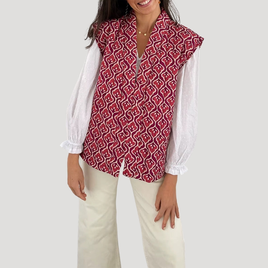 Stilla | Quilted Ærmeløs Trykt Vest