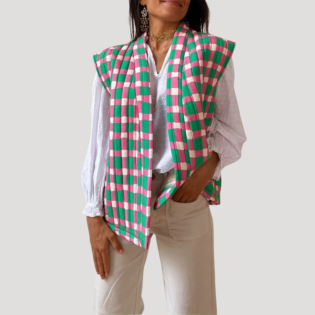 Stilla | Quilted Ærmeløs Trykt Vest