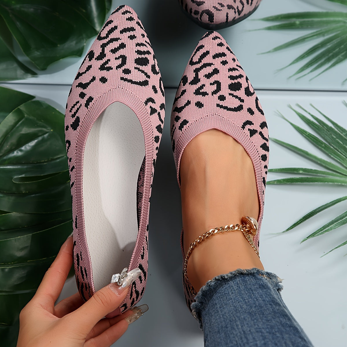 Stilla | Damer Leopard Ballerinas Punktskrid På Lys Ramin