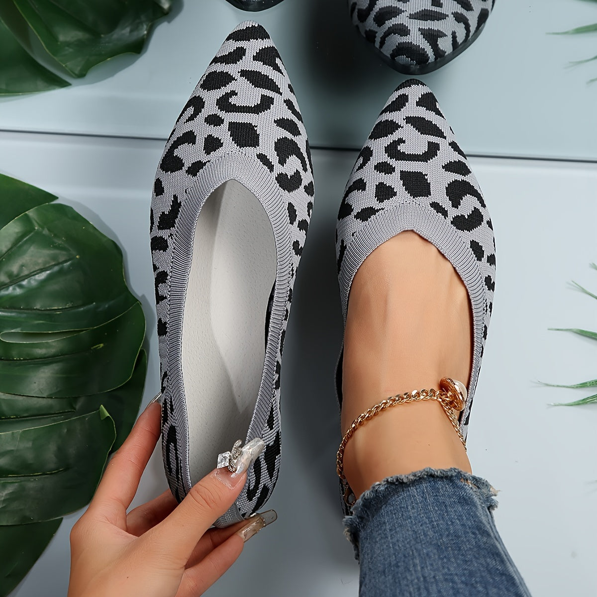 Stilla | Damer Leopard Ballerinas Punktskrid På Lys Ramin