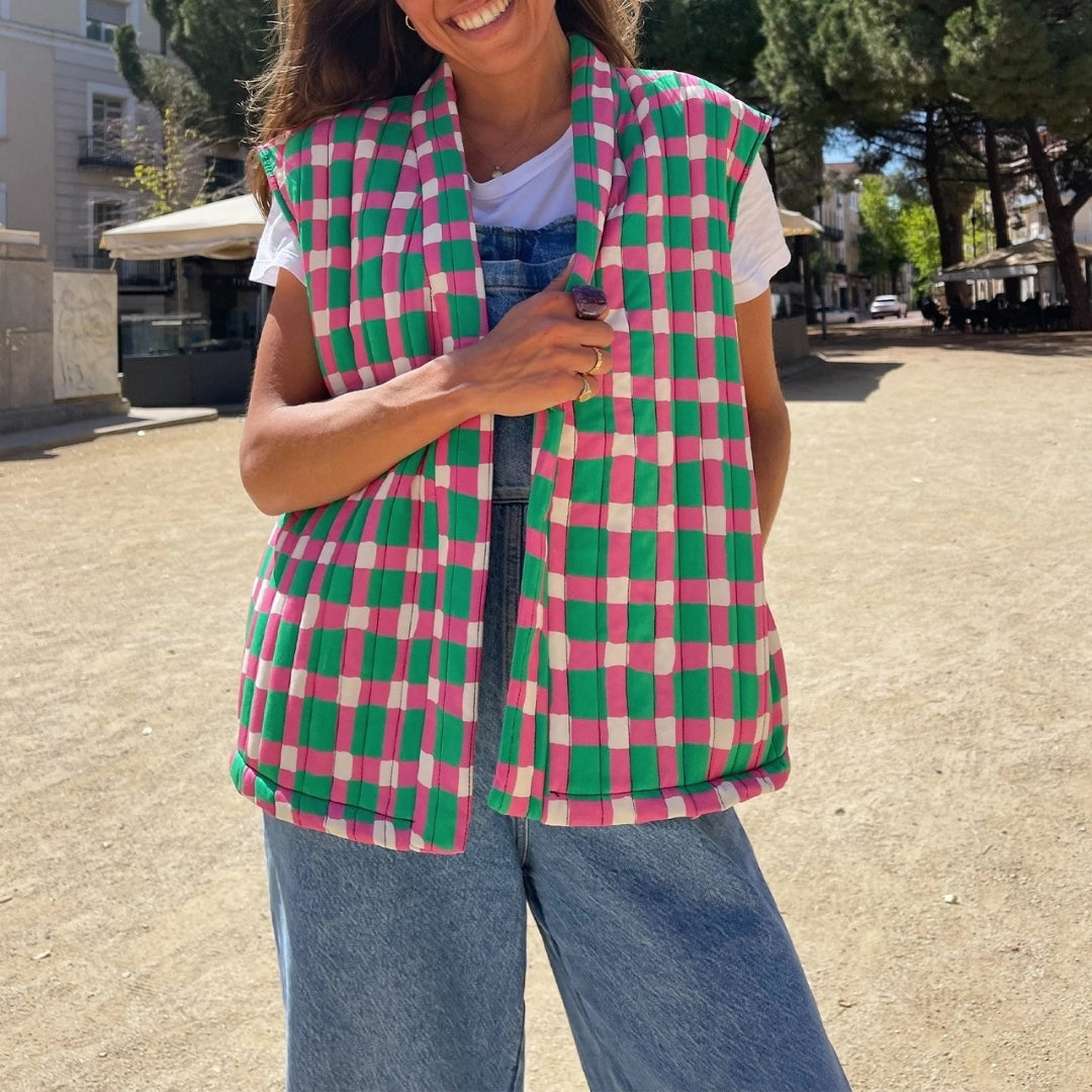 Stilla | Quilted Ærmeløs Trykt Vest