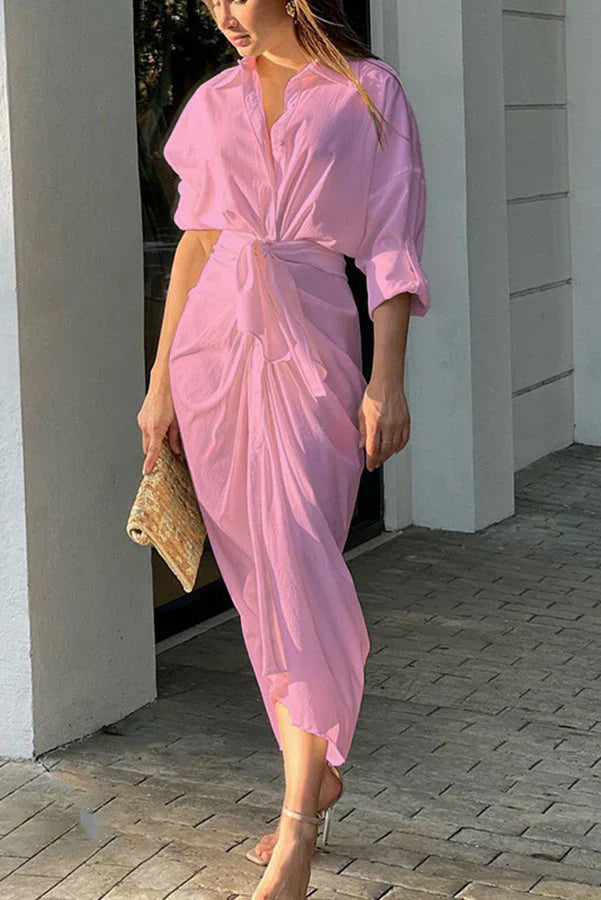 Stilla | Weekend midi kjole med frontal knude lukning