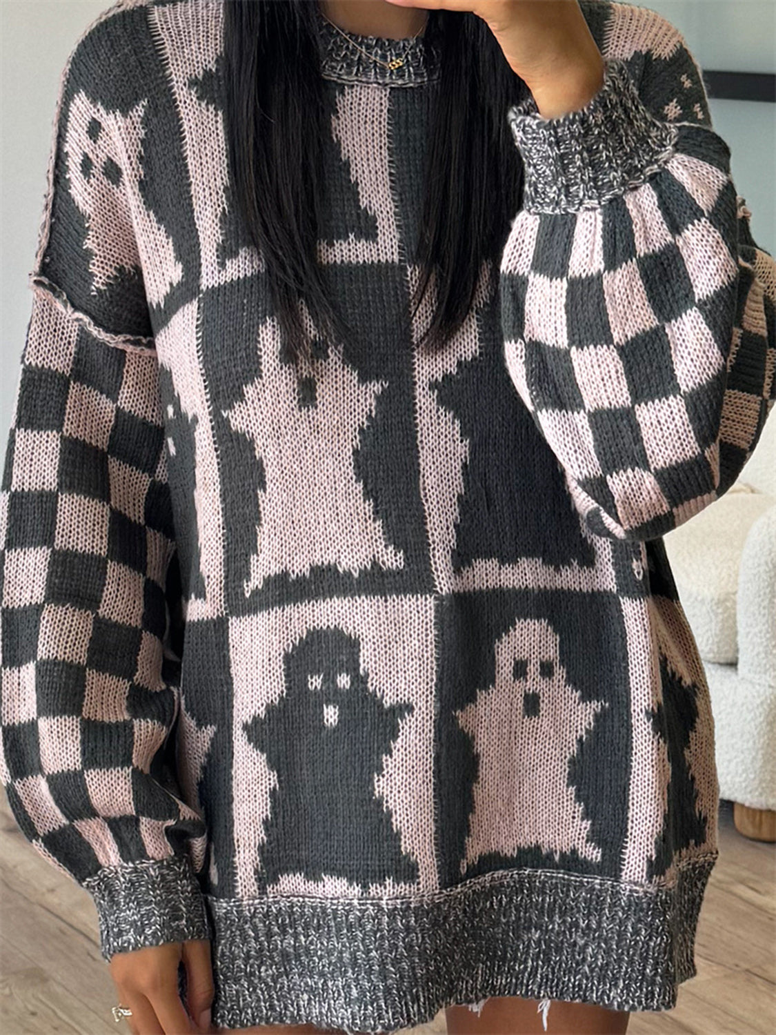 Stilla | Ghost Sweater Med Lange Ærmer og Dybe Skuldre