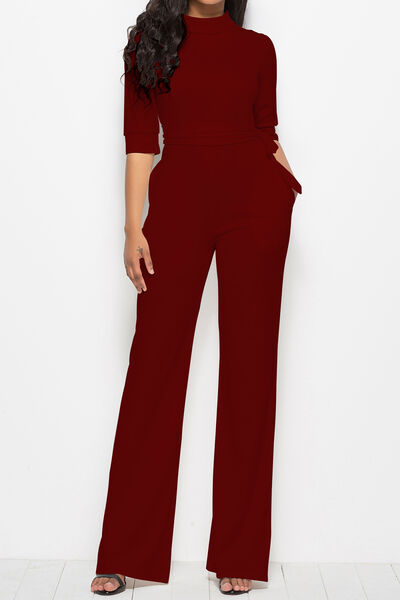 Stilla | Neck Tie-livvidde Halv Ærme Jumpsuit