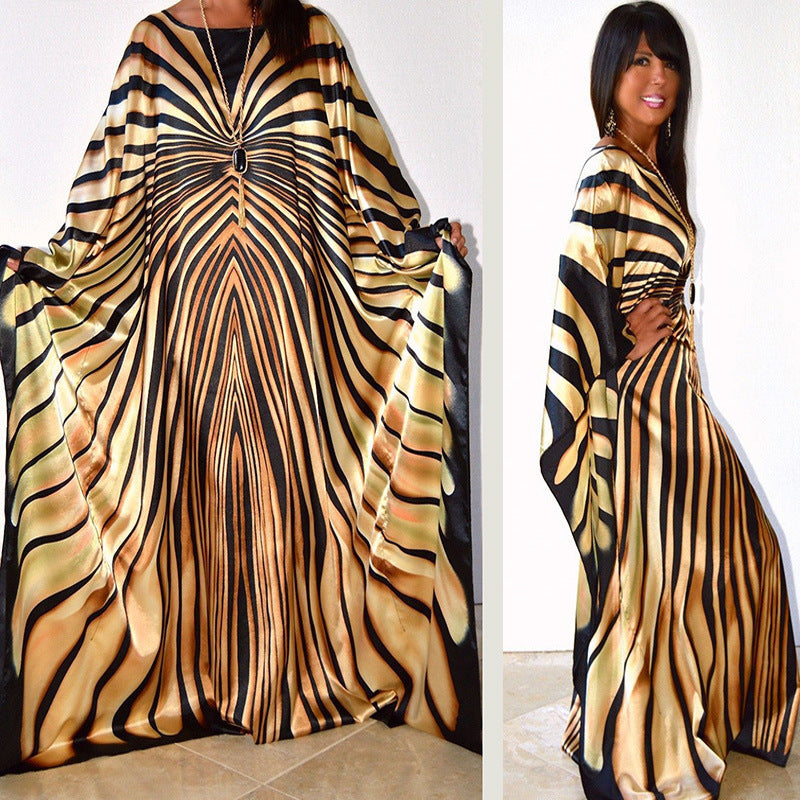 Dame elegant kaftan med unikt stribemønster Stilla