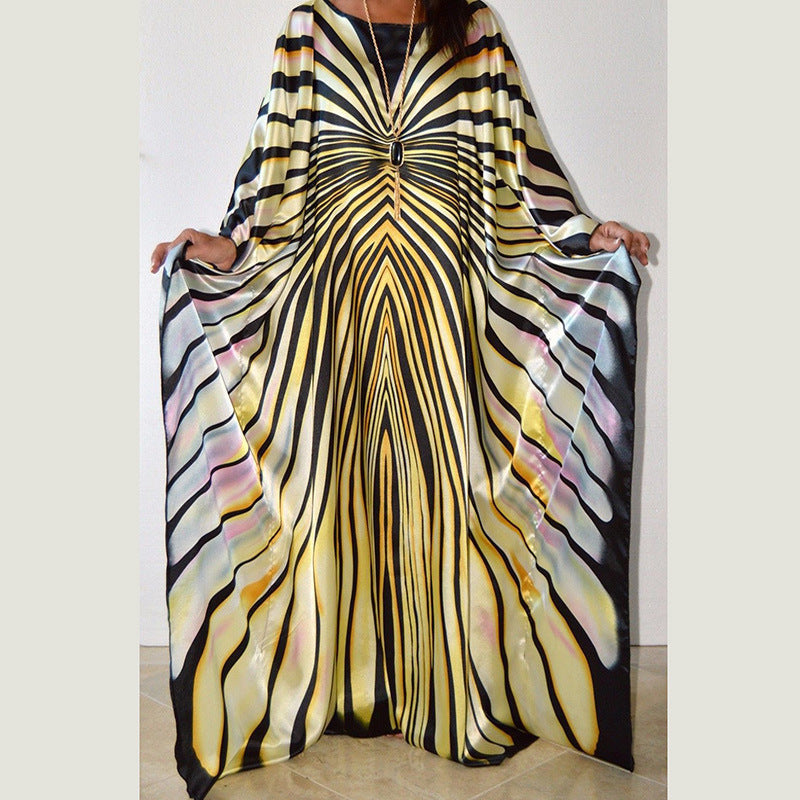 Dame elegant kaftan med unikt stribemønster Stilla