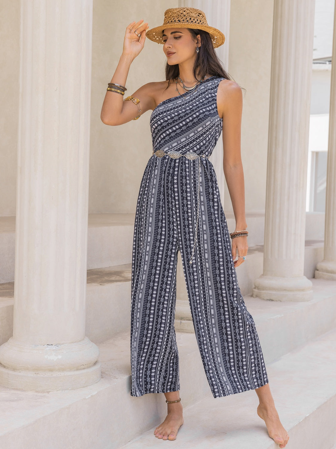 Stilla | Enkel Skulder Ærmeløs Jumpsuit