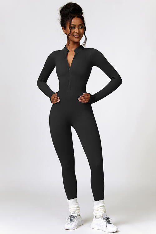 Stilla | Zip Langærmet Aktiv Jumpsuit
