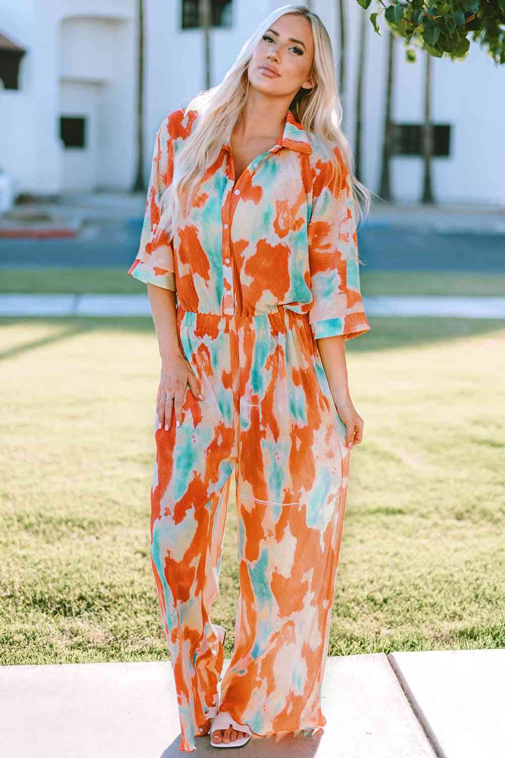Stilla | Farvet Krave Bred Ben Jumpsuit