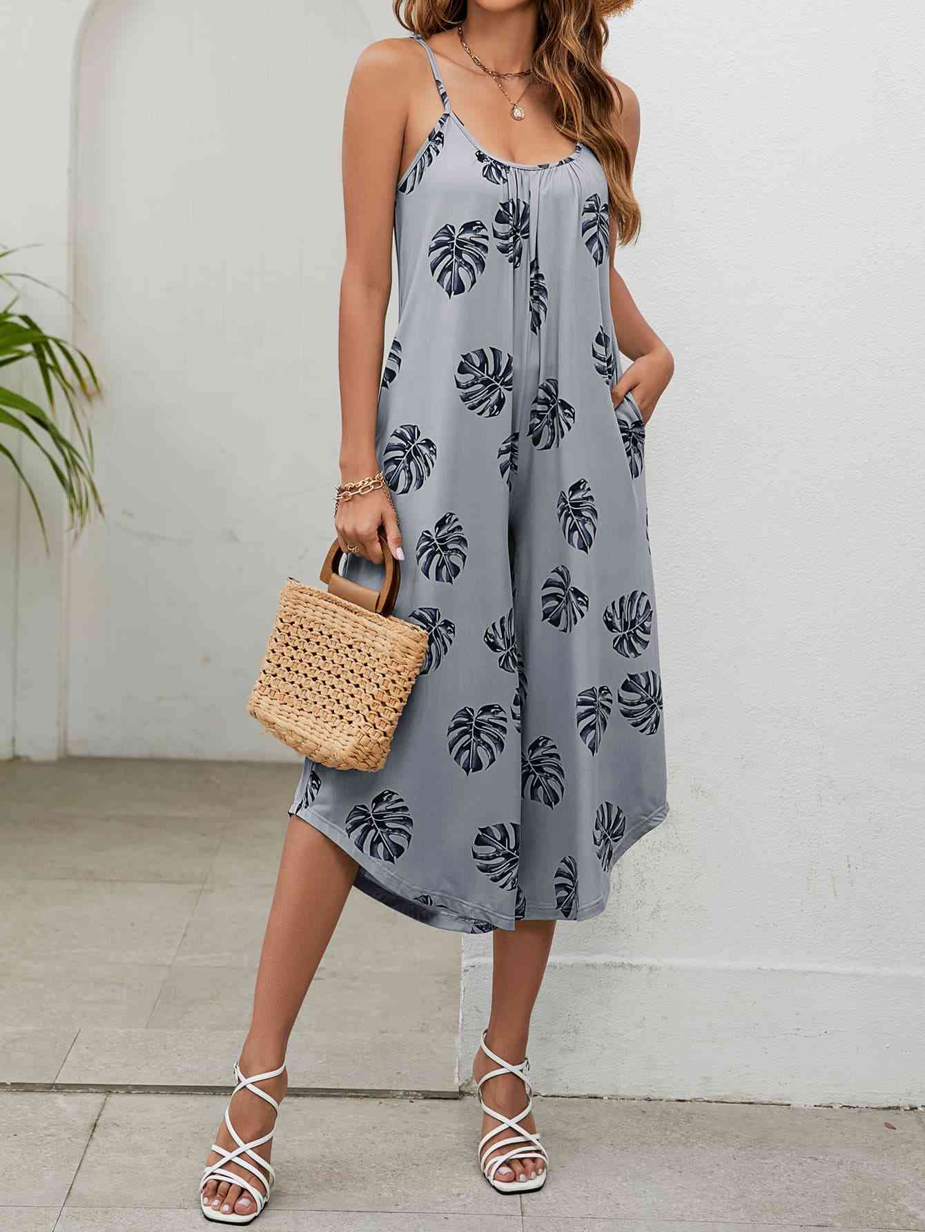 Stilla | Print Spaghetti Stroppe Scoop Hals Jumpsuit