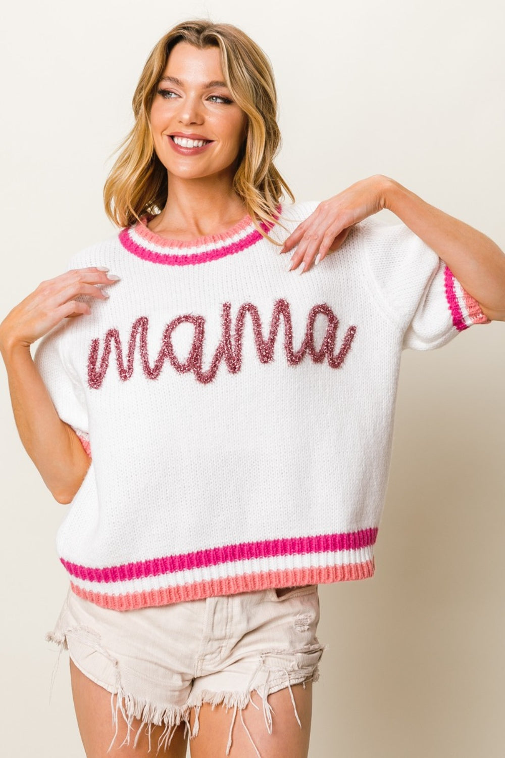 Stilla | Mama Kontrast Trim Kortærmet Sweater