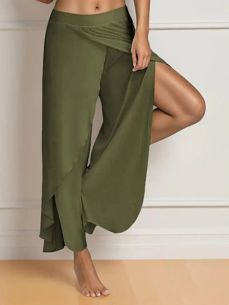 Stilla | Flowey Slit Wide-Leg Pants