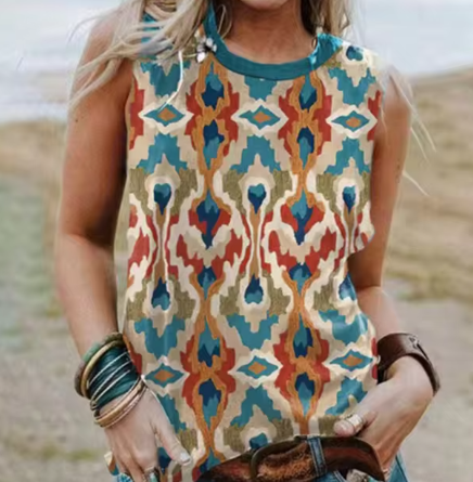 Stilla | Geometri 3d tryk Western etnisk stil tanktoppe