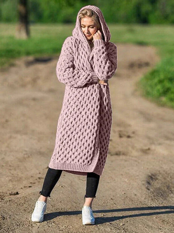 Stilla | Vinter Varm Hætte Cardigan Strik Sweater