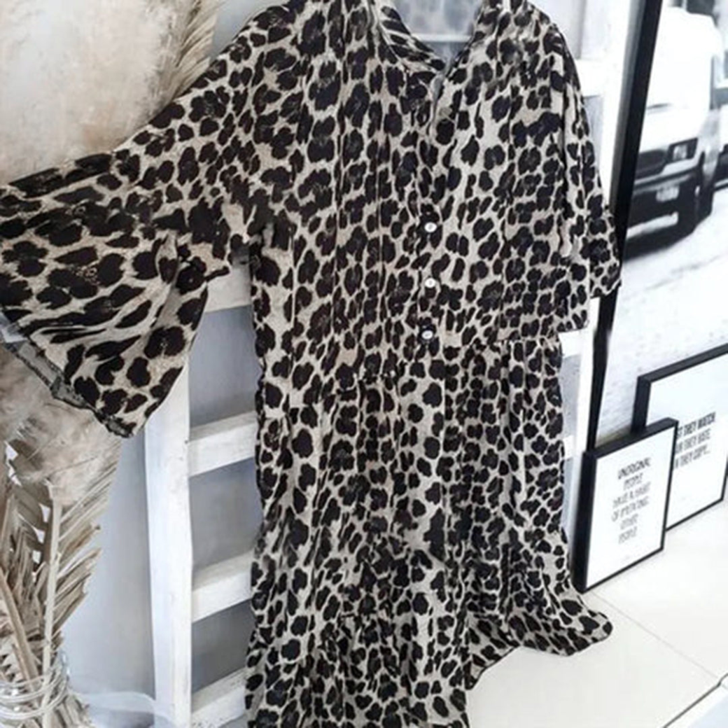 Stilla | Skjorte kjole dame leopardmønster