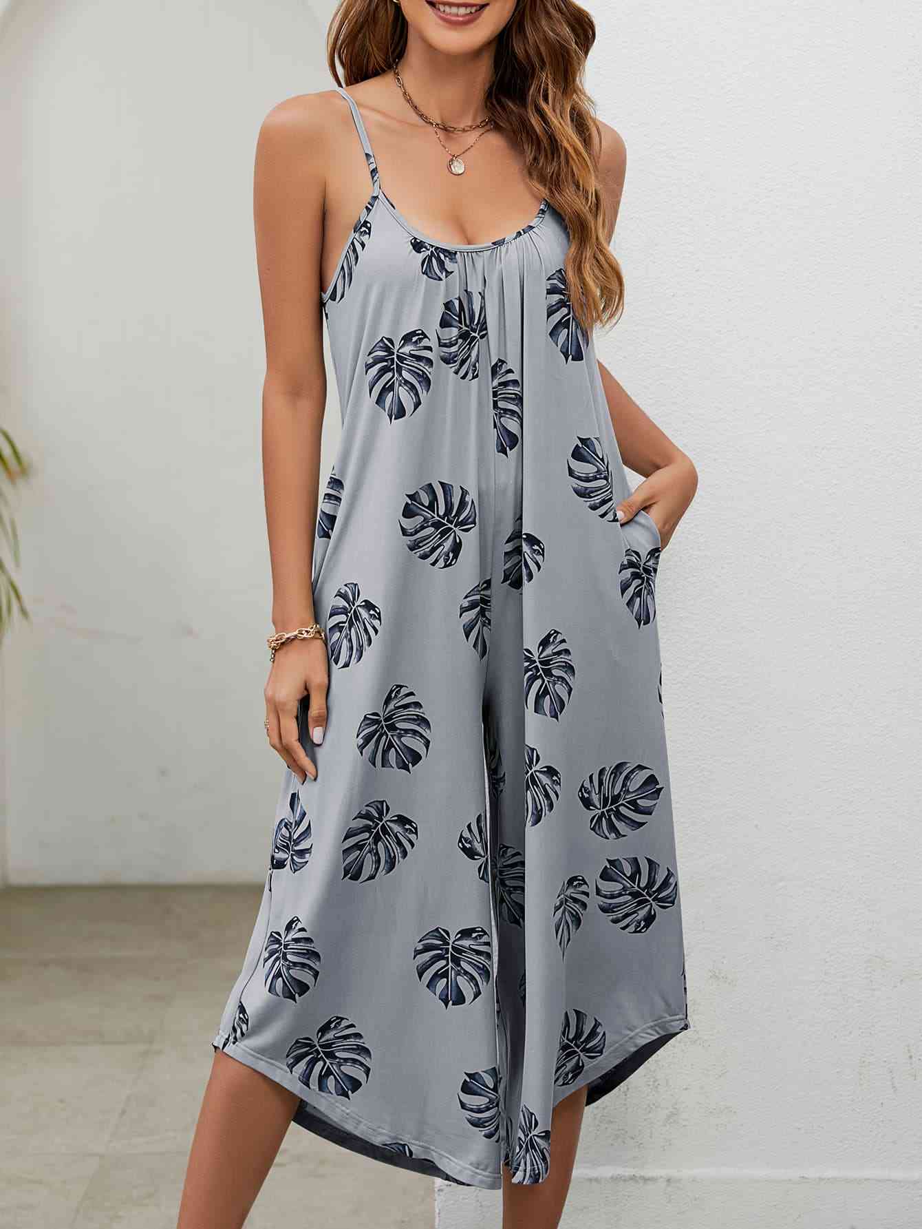 Stilla | Print Spaghetti Stroppe Scoop Hals Jumpsuit