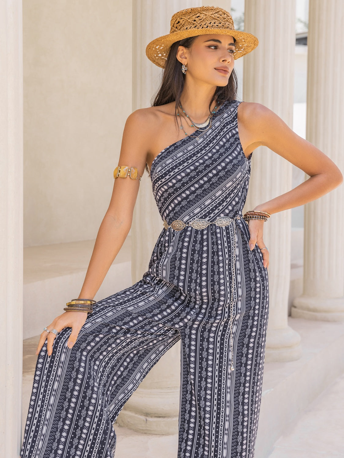 Stilla | Enkel Skulder Ærmeløs Jumpsuit