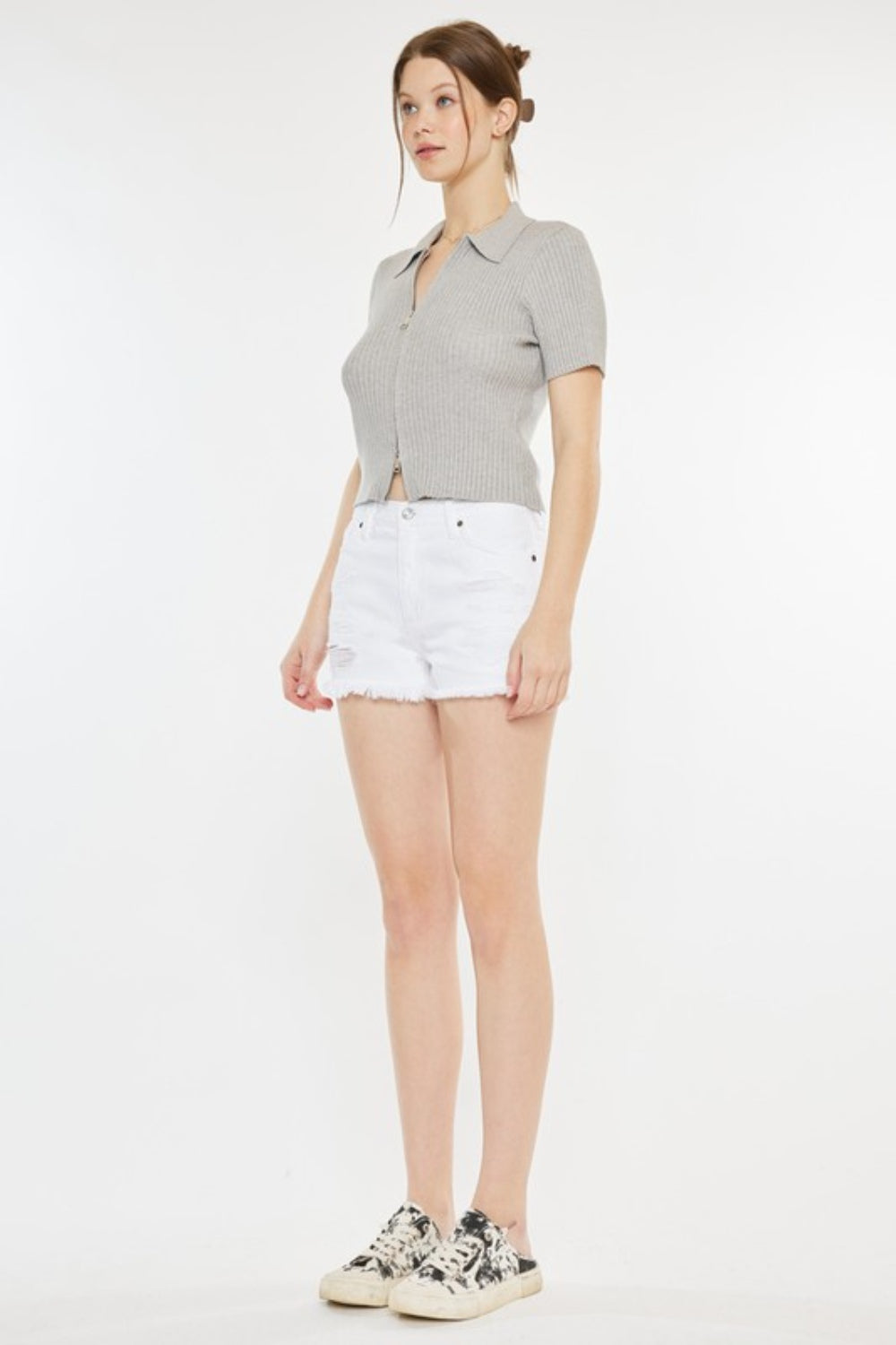 Stilla | Raw Hem Distressed Denim Shorts