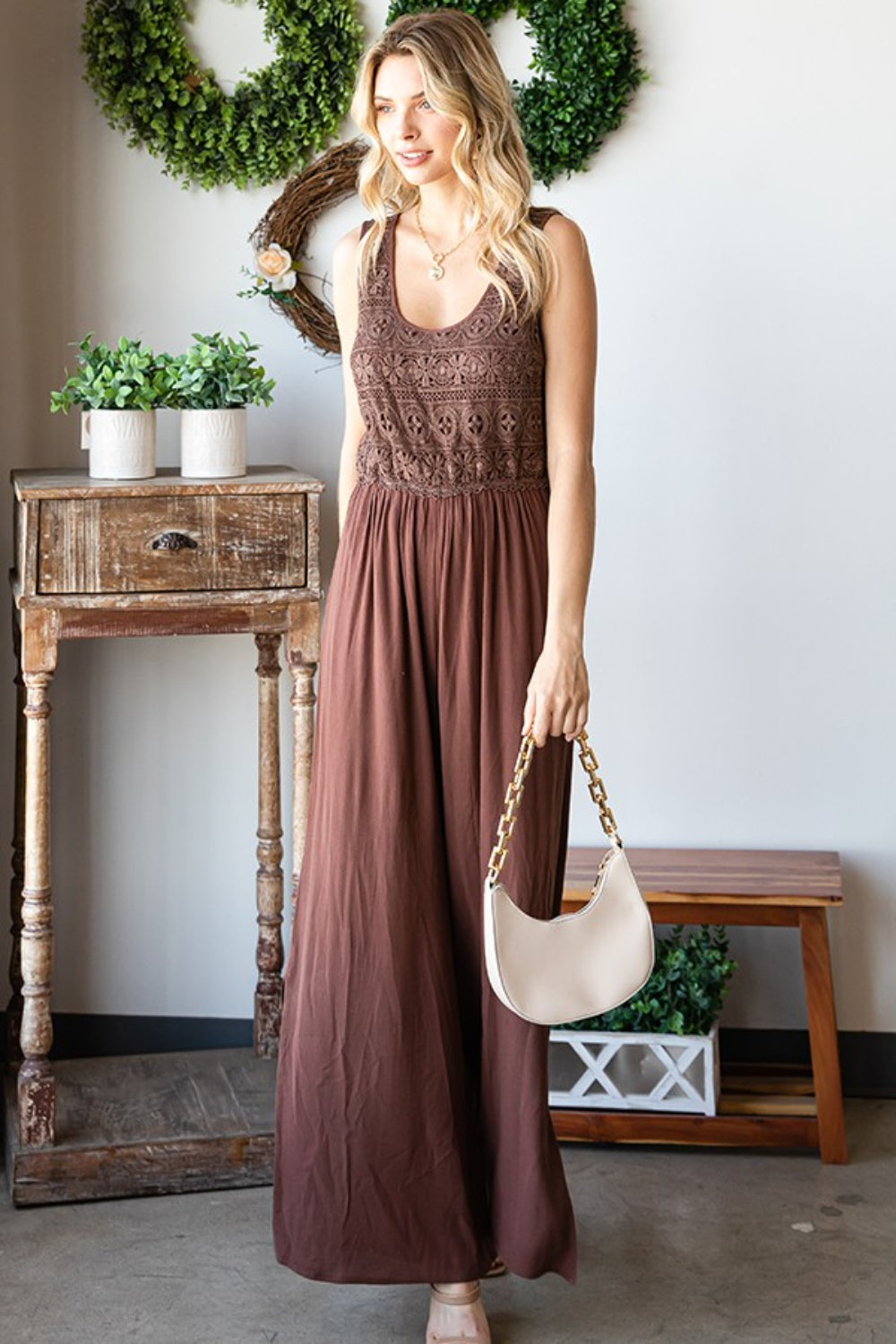 Stilla | Love Tie Back Without Sleeves Slit Wide Leg Jumpsuit