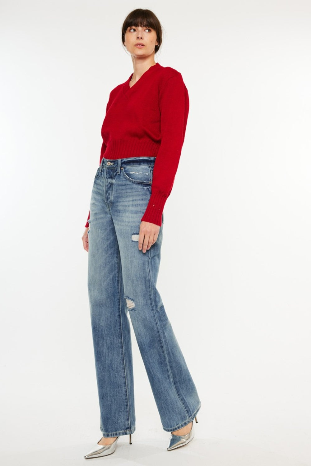 Stilla | Distressed Høj Talje Bootcut Jeans