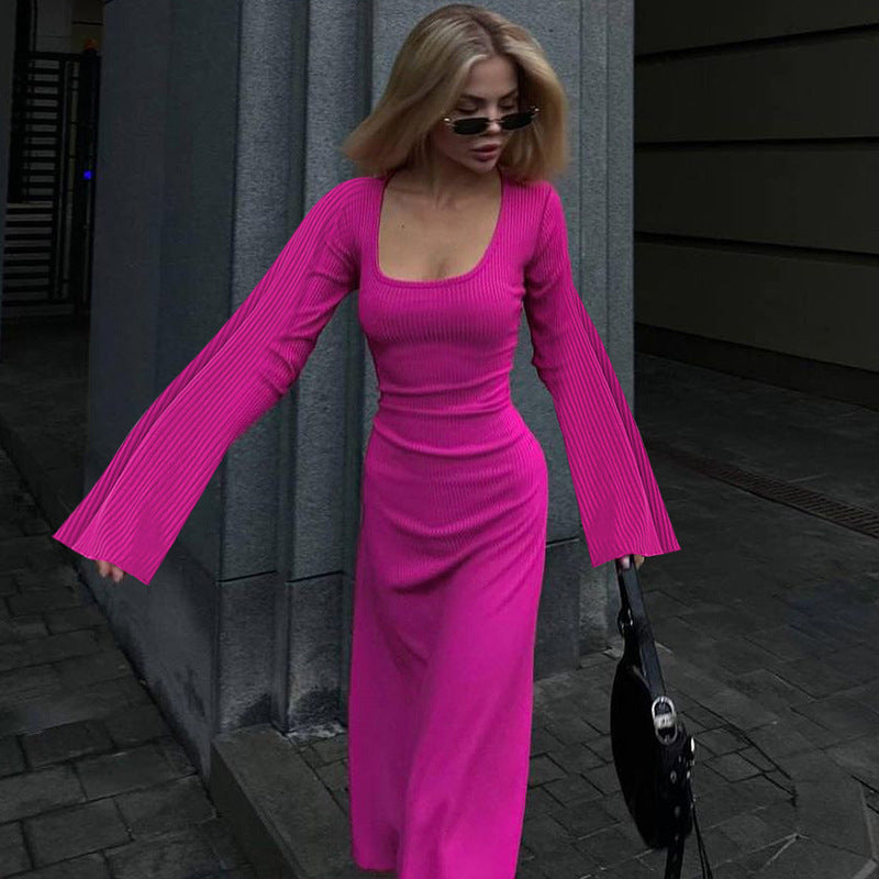Stilla | U|neck Lace|up Bell Sleeve Dress