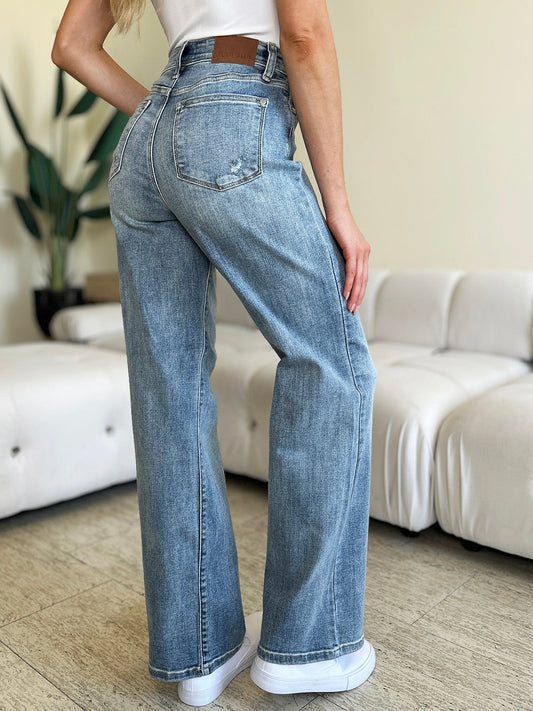 Stilla | Blå Fulde Størrelse Høj Talje Lige Jeans