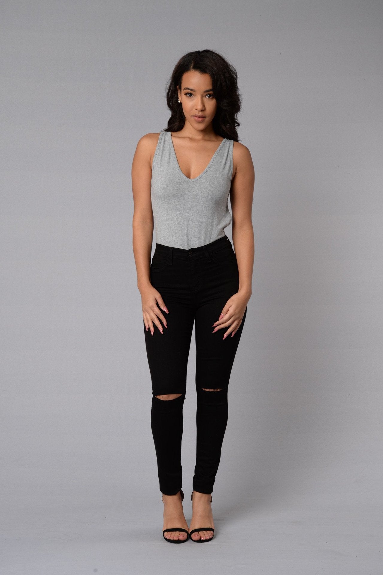 Dame Elegant Body med dyb V-udskæring og smal pasform Stilla