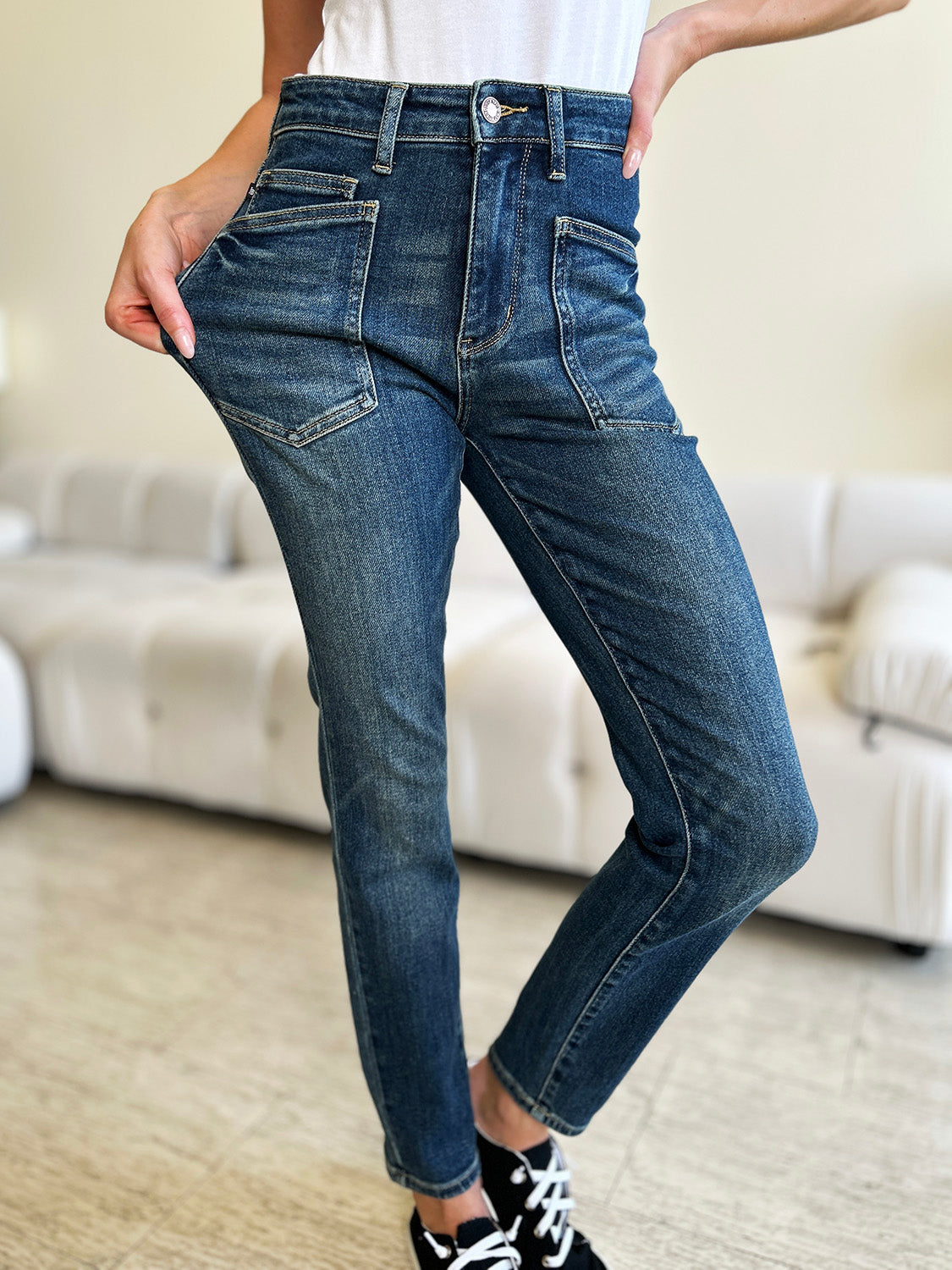 Stilla | Blå Fuld Størrelse Høj Talje Skinny Jeans