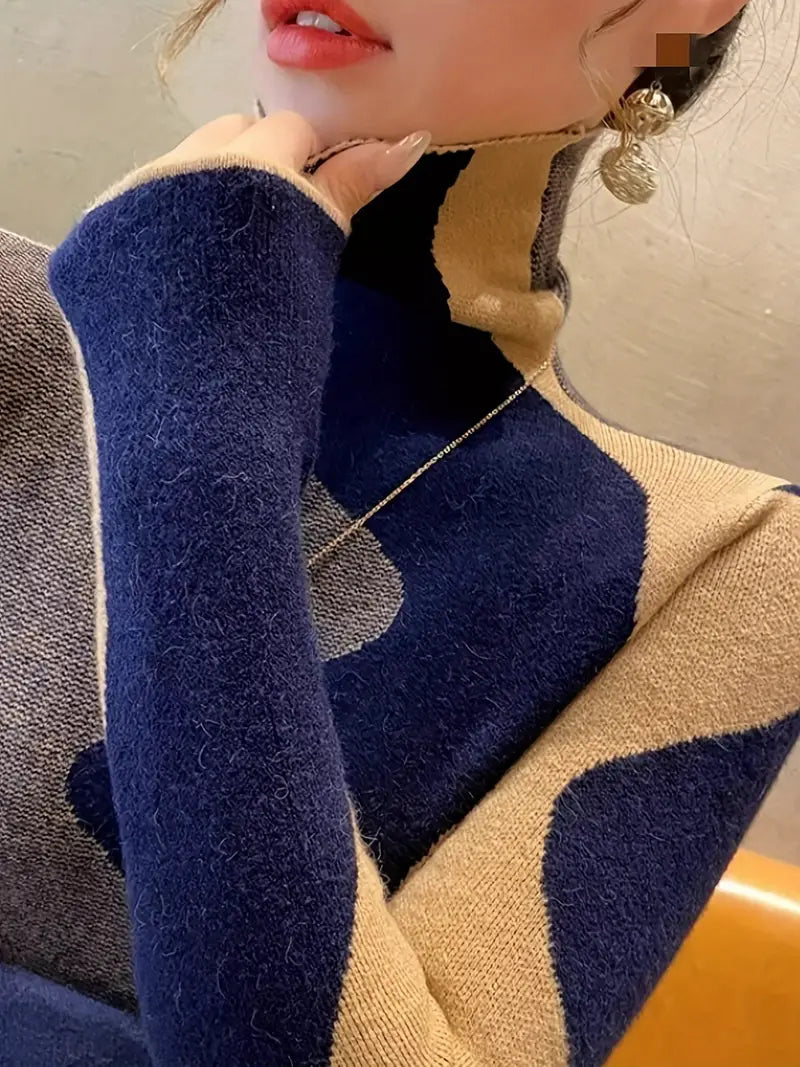 Stilla | Farve Block Rullekrave Sweater