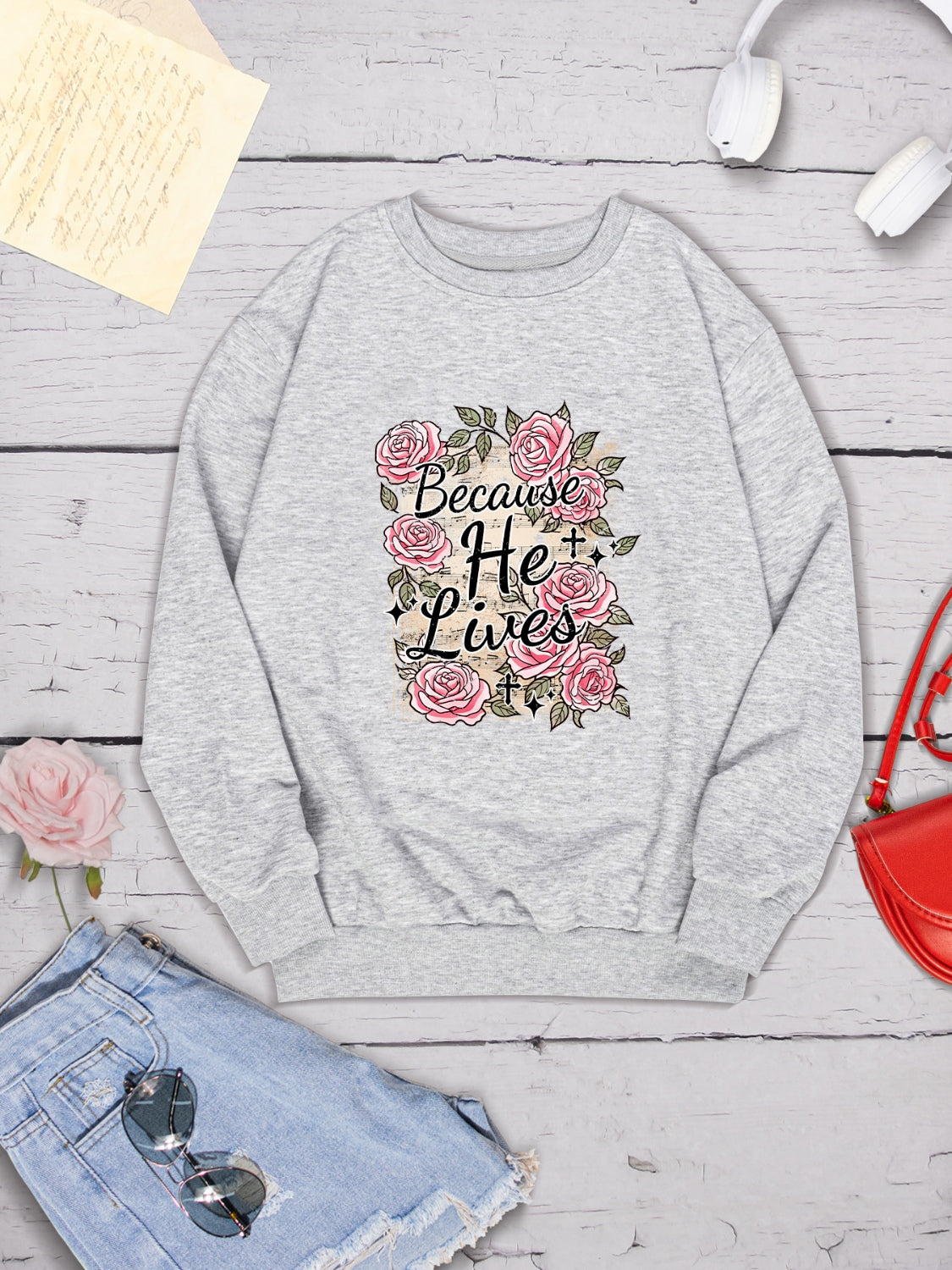 Stilla | He Lives Rund Hals Sweatshirts
